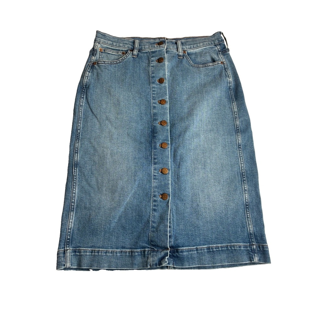 J Crew Jean Pencil Skirt Women's Size 6 Button Front